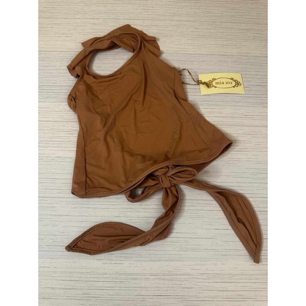 Mia Joy Joyfolie Jalyn Wrap Top Blush Brown Ruffle Open Back Girls Size 2 NEW
